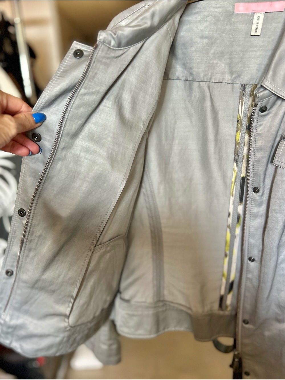 Basler Silver Button-Front Leather Jacket - Picture 6 of 13